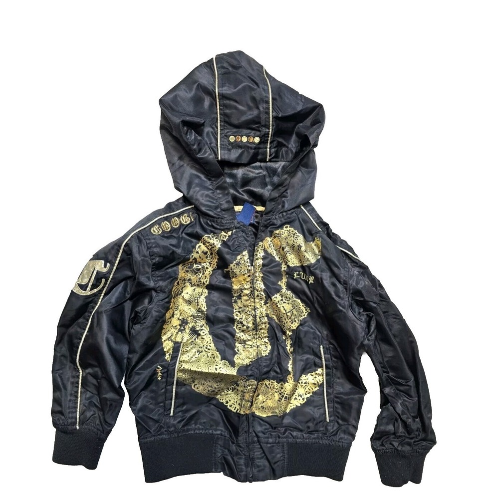 Coogi Full Zip Black/Gold Jacket Kids SZ 4 T Pocket Hoodie